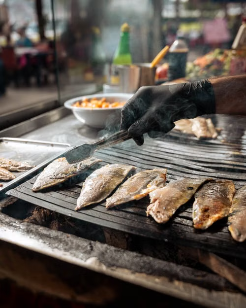 Grilled balık ekmek fish sandwich in bread, an Istanbul street food staple