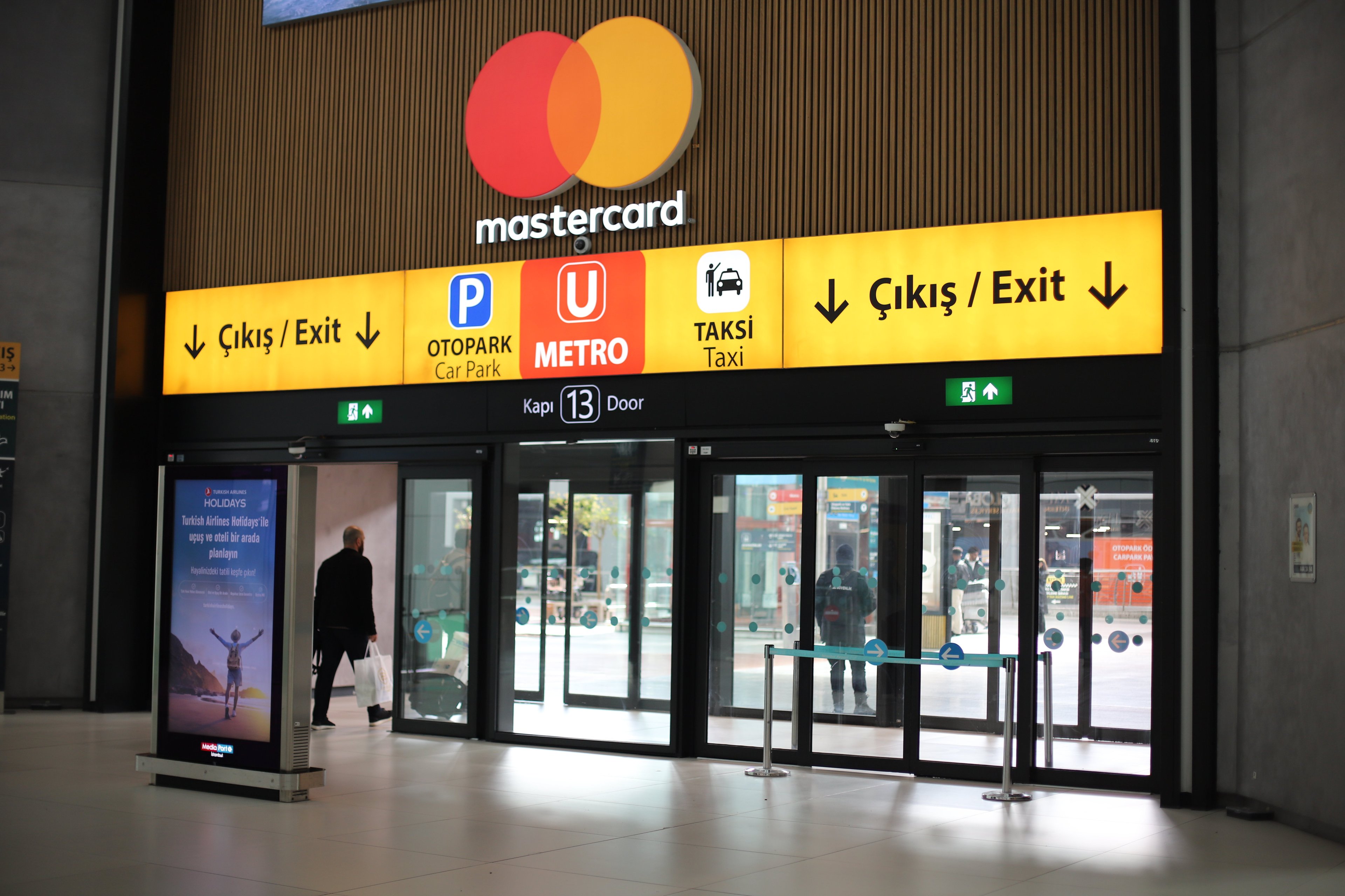 Exit 13 at Istanbul Airport leading to the Metro (U line)